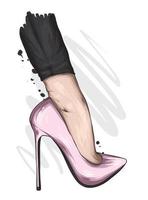 pernas femininas em elegantes sapatos de salto alto. moda e estilo, roupas e acessórios. vetor