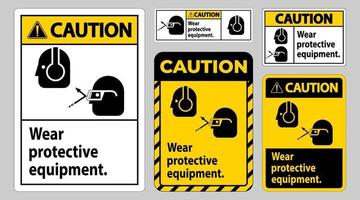 sinal de alerta, use equipamento de proteção com óculos e gráficos de óculos vetor