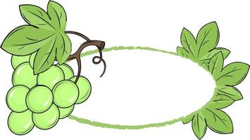 quadro, Armação ilustração com uva e folhas vetor