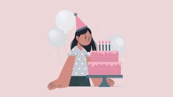 aniversário menina clipart vetor