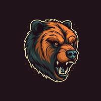 uma logotipo do uma Bravo Urso cabeça, projetado dentro esports ilustração estilo vetor