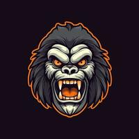 uma logotipo do uma Bravo macaco cabeça, projetado dentro esports ilustração estilo vetor