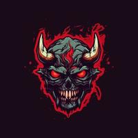 uma logotipo do uma Bravo vermelho diabo cabeça, projetado dentro esports ilustração estilo vetor