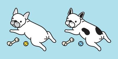 cachorro vetor francês buldogue ícone logotipo desenho animado personagem pug cachorro brinquedo osso bola rabisco ilustração
