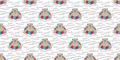 Urso desatado padronizar vetor polar Urso natação piscina anel isolado papel de parede fundo Urso de pelúcia rabisco