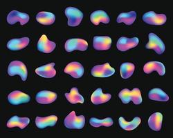 fluido holográfico ou iridescente formas, abstrato líquido bolhas. gradiente orgânico néon gráfico elementos, bolha forma fluidos logotipo vetor conjunto