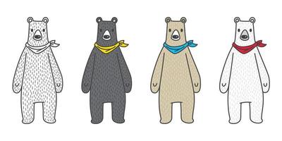 Urso vetor ícone logotipo polar Urso personagem desenho animado procriar cachecol ilustração rabisco