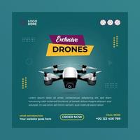 exclusivo drone- social meios de comunicação postar modelo. adequado para social meios de comunicação Postagens e rede ou Internet Publicidades. vetor ilustração com foto faculdade.