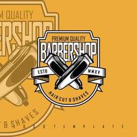 barbearia logotipo modelo com uma amarelo fundo vetor