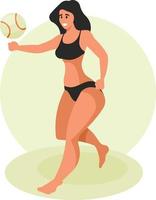 imagem do uma mulher jogando de praia voleibol vetor