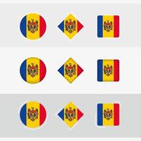 Moldova bandeira ícones definir, vetor bandeira do moldávia.