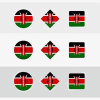 Quênia bandeira ícones definir, vetor bandeira do Quênia.