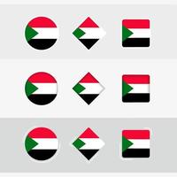 Sudão bandeira ícones definir, vetor bandeira do Sudão.