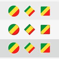 Congo bandeira ícones definir, vetor bandeira do Congo.