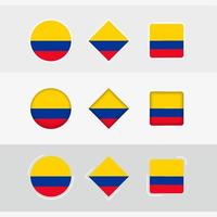 Colômbia bandeira ícones definir, vetor bandeira do Colômbia.