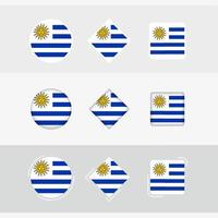 Uruguai bandeira ícones definir, vetor bandeira do Uruguai.