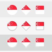 Cingapura bandeira ícones definir, vetor bandeira do Cingapura.