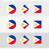 Filipinas bandeira ícones definir, vetor bandeira do Filipinas.
