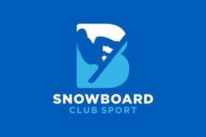 vetor iniciais carta b com snowboard criativo geométrico moderno logotipo Projeto.