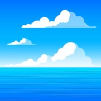 Nuvens e mar paisagem gráfico ilustração vetorial fundo vetor
