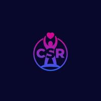 ícone de csr, logotipo de vetor de responsabilidade social corporativa