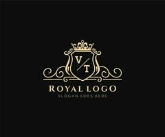 inicial vt carta luxuoso marca logotipo modelo, para restaurante, realeza, butique, cafeteria, hotel, heráldico, joia, moda e de outros vetor ilustração.