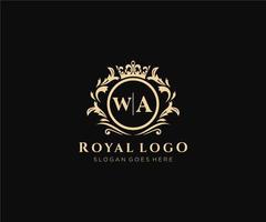 inicial wa carta luxuoso marca logotipo modelo, para restaurante, realeza, butique, cafeteria, hotel, heráldico, joia, moda e de outros vetor ilustração.