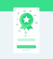 aplicativo de recompensas, design de interface do usuário móvel em vetor