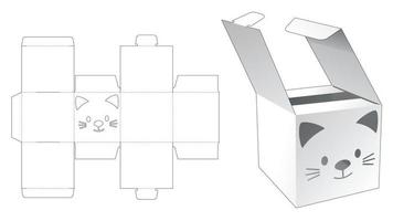 Mini flip box com molde de estêncil de gato recortado vetor
