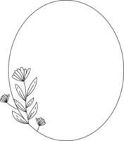 oval floral quadro, Armação elemento vetor