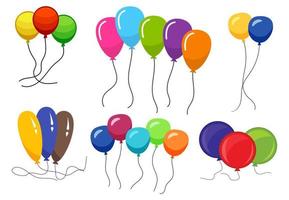 cachos de balões de hélio de várias cores. ilustração vetorial. vetor