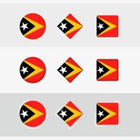 leste timor bandeira ícones definir, vetor bandeira do leste timor.
