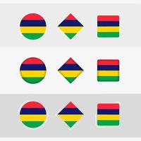 Maurícia bandeira ícones definir, vetor bandeira do maurício.