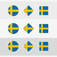 Suécia bandeira ícones definir, vetor bandeira do Suécia.
