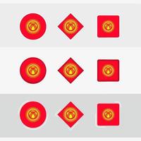 Quirguistão bandeira ícones definir, vetor bandeira do quirguistão.