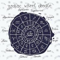 zodiac doodles round vetor