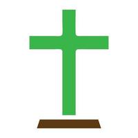 salib ícone sólido verde Castanho cor Páscoa símbolo ilustração. vetor