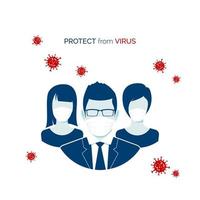 gripe infecção ou vírus surto. pessoas dentro cirúrgico mascarar. proteção a partir de doença e vírus. vetor ilustração