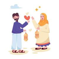 na moda muçulmano casal vetor