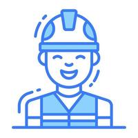 uma enviar pessoa vestindo capacete e Jaqueta conceito do construção trabalhador vetor
