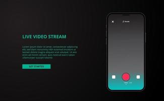 modelo de mídia social de transmissão ao vivo online para entretenimento de música de vídeo ao vivo com maquete de dispositivo de telefone vetor
