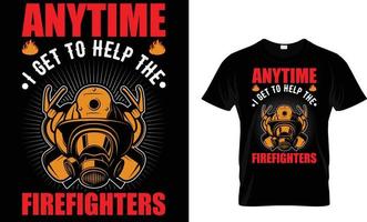 design de camiseta de bombeiro vetor