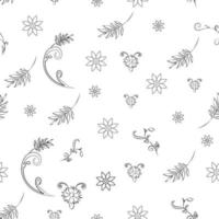 parecer Menos padronizar floral esboço sem parecer padronizar Preto branco lindo flor folha esboço padronizar textura papel de parede vetor fundo Projeto ilustração