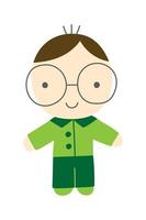 plano vetor desenho animado aluna Garoto personagem vestindo óculos dentro verde terno para avatar