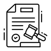 lei martelo com documento papel conceito do legal documento vetor