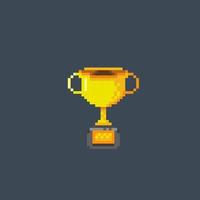 dourado troféu dentro pixel arte estilo vetor