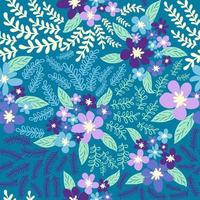 fantasia desatado floral padronizar com azul, azul, tsman, lavanda flores e folhas. elegante modelo para moda vetor