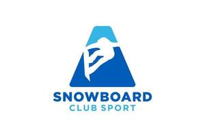 vetor iniciais carta uma com snowboard criativo geométrico moderno logotipo Projeto.