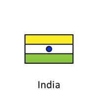 nacional bandeira do Índia dentro simples cores com nome vetor ícone ilustração