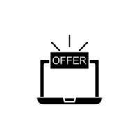 comércio eletrônico, oferecer, computador portátil vetor ícone ilustração
